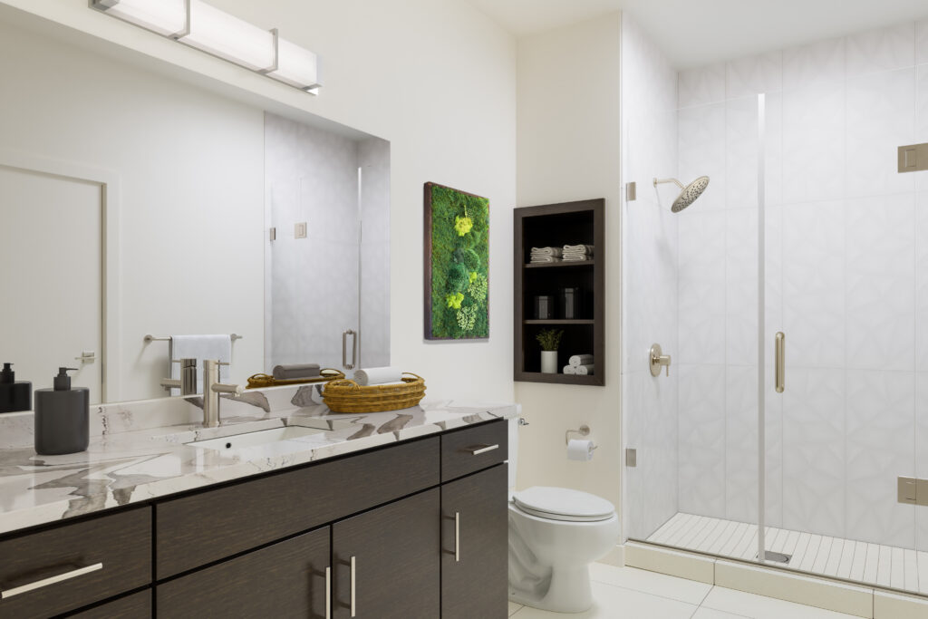 3D Rendering of an Apartment Bathroom