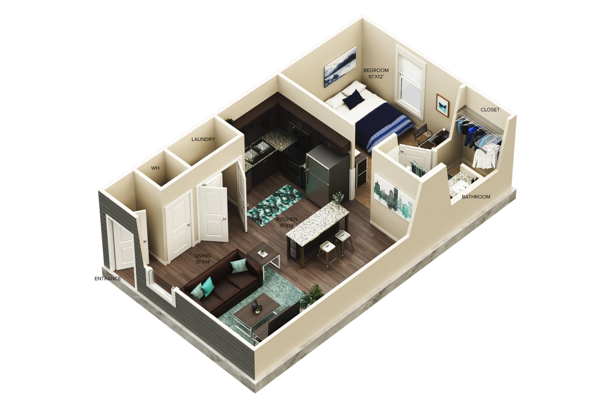3D rendering floor plans for Apartments