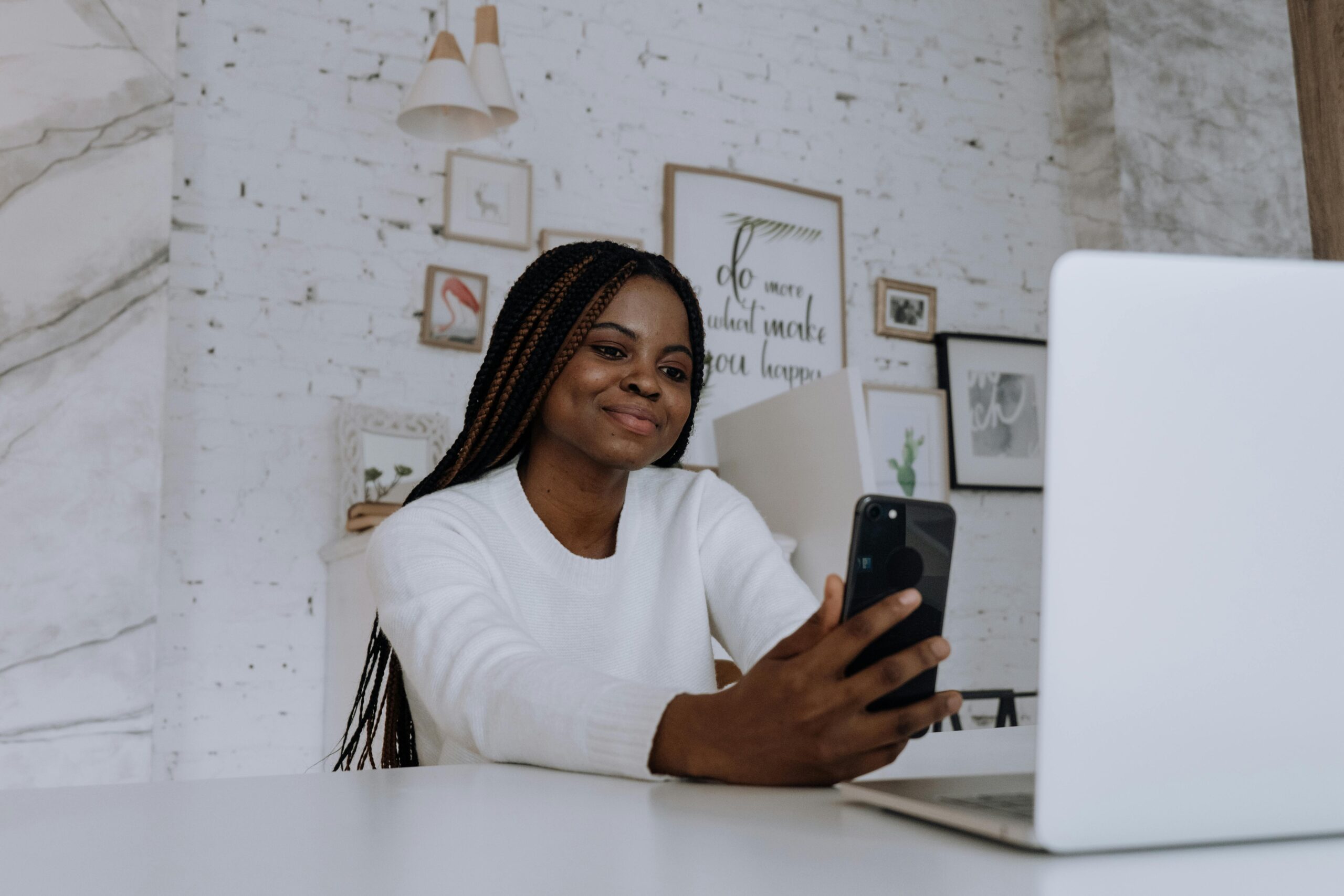 resident creating content in her apartment